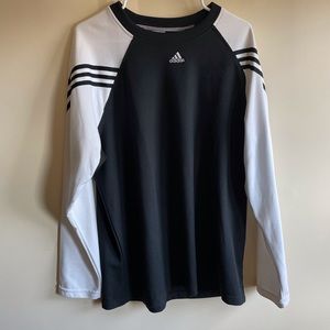 Adidas Long Sleeve Black and White stripes performance Shirt men’s size Large
